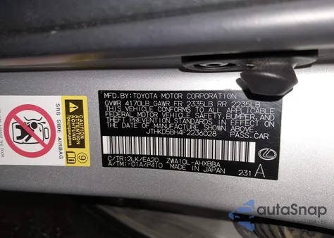 2015 Lexus Ct 200H z USA, uszkodzony, nr VIN JTHKD5BH4F2236028